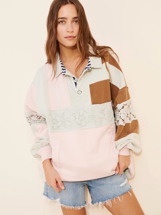 We The Free Tops - Free People We The Free American Dream Polo in Mint Combo S